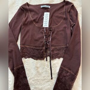 Urban Outfitters Women's Brown and Burgundy Cardigan new with tag